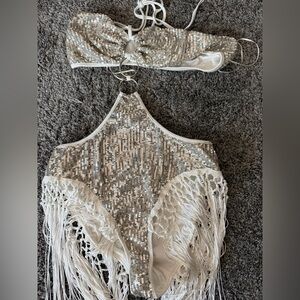 Silver Sequin Fringe rave fit